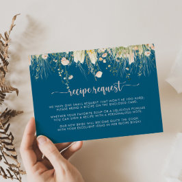 Tarjeta De Recepción Solicitud de receta de boda boho Wildflower Navy