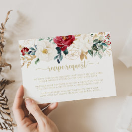 Tarjeta De Recepción Solicitud de receta de boda clásica dorada y borgo