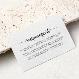 Tarjeta De Recepción Solicitud de receta de boda con caligrafía minimal