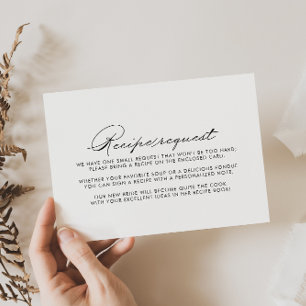 Tarjeta De Recepción Solicitud de receta de boda con caligrafía minimal