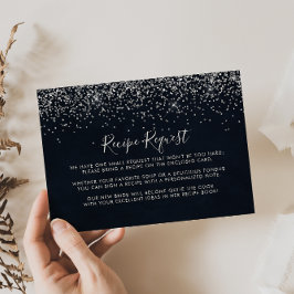 Tarjeta De Recepción Solicitud de receta de boda con confeti plateado  