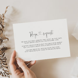 Tarjeta De Recepción Solicitud de receta de boda con letra elegante de