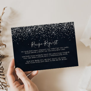 Tarjeta De Recepción Solicitud de receta de Boda de Confetti Plateado