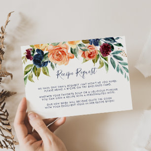 Tarjeta De Recepción Solicitud de receta de boda floral elegante multic