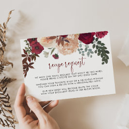 Tarjeta De Recepción Solicitud de receta de boda floral rosa borgoña
