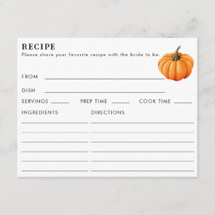 Tarjeta De Recepción Solicitud de Receta de Calabaza a Doble Cara para 