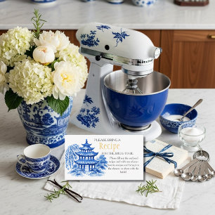 Tarjeta De Recepción Solicitud de receta de Chinoiserie azul para despe