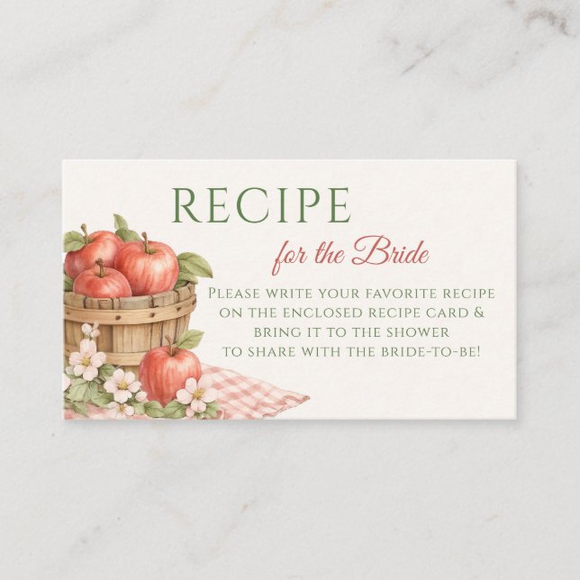 Tarjeta De Recepción Solicitud de Receta de Despedida de Soltera Appley (Anverso)