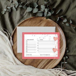 Tarjeta De Recepción Solicitud de receta de despedida de soltera con co