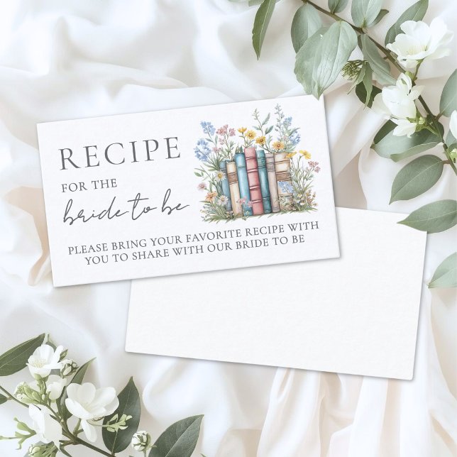 Tarjeta De Recepción Solicitud de Receta de Despedida de Soltera de Lib (Book Bridal Shower Recipe Request Enclosure Card )