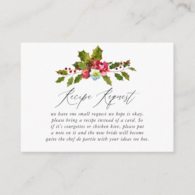 Tarjeta De Recepción Solicitud de receta de ducha de novia para Navidad (Anverso)