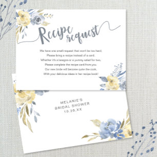 Tarjeta De Recepción Solicitud de receta de ducha nupcial floral azul p