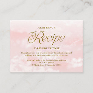 Tarjeta De Recepción Solicitud de Receta de Ducha Nupcial Nube Rosa Mod