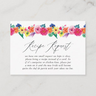Tarjeta De Recepción Solicitud de Receta de Fiesta Floral de Despedida