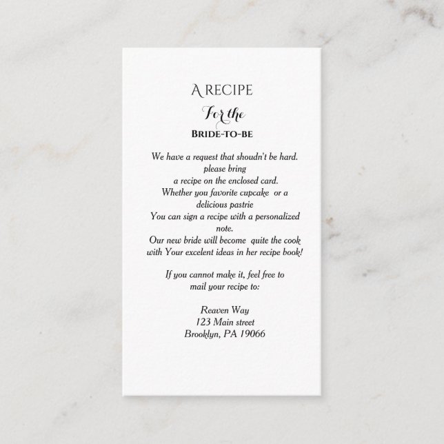 Tarjeta De Recepción Solicitud de receta de flor silvestre para ducha d (Anverso)