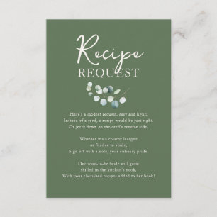 Tarjeta De Recepción Solicitud de Receta de Jardín de Verdor Despedida