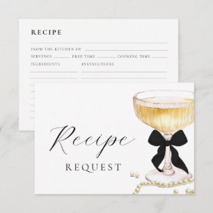 Tarjeta De Recepción Solicitud de receta de lazo negro Perlas y Prosecc