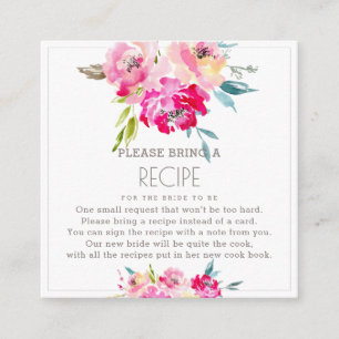 Tarjeta De Recepción Solicitud de receta de PixDezines Watercolor Peoni