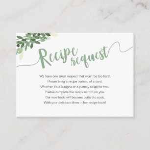 Tarjeta De Recepción Solicitud de receta de regadera nupcial en frasco