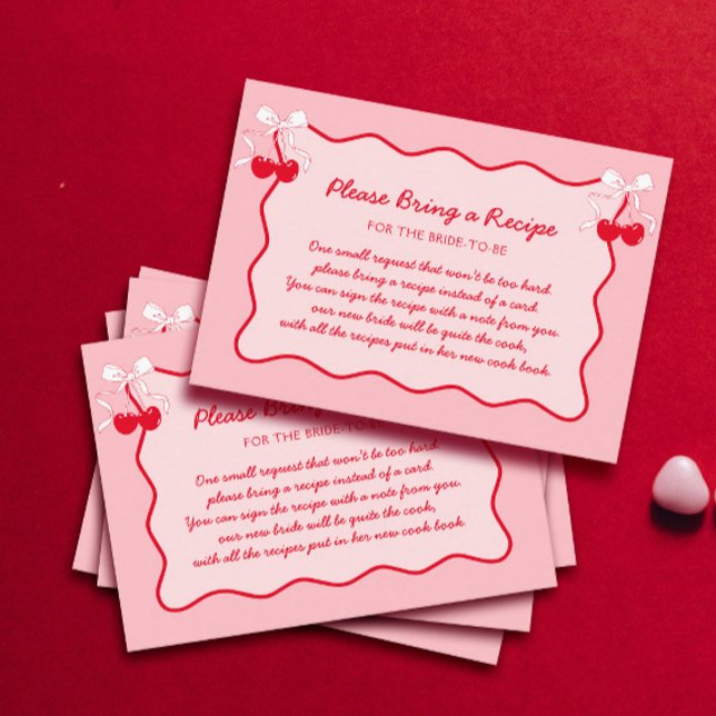 Tarjeta De Recepción Solicitud de receta de Valentine Cherry Bridal Sho (Subido por el creador)