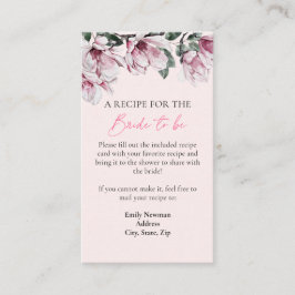 Tarjeta De Recepción Solicitud de receta | Ducha de novia floral rosa