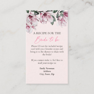 Tarjeta De Recepción Solicitud de receta   Ducha de novia floral rosa