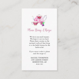 Tarjeta De Recepción Solicitud de receta El amor es preparar té de duch