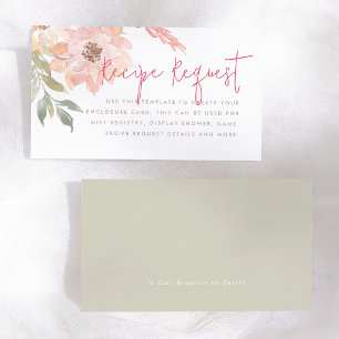 Tarjeta De Recepción Solicitud de receta floral rosa para despedida de