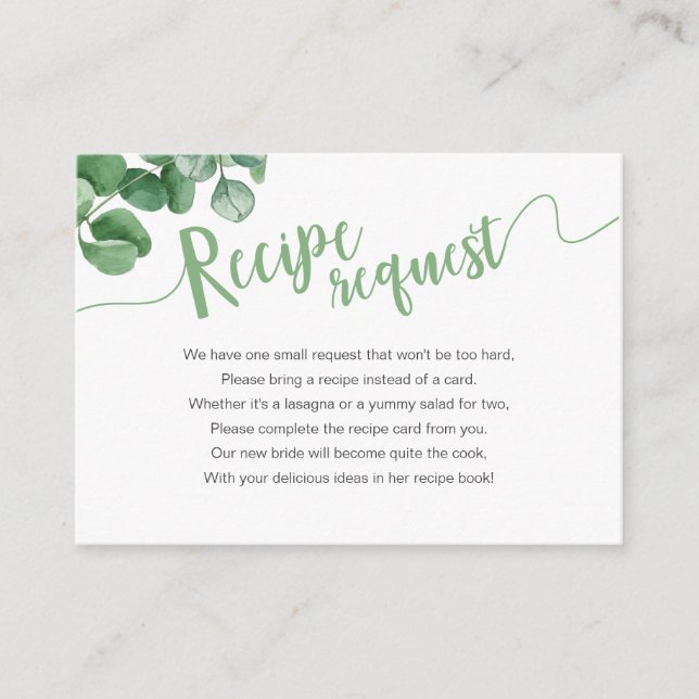 Tarjeta De Recepción Solicitud de receta médica de Eucalyptus Mason Jar (Anverso)