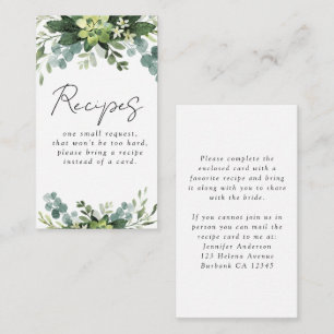 Tarjeta De Recepción Solicitud de receta médica para la ducha de novia