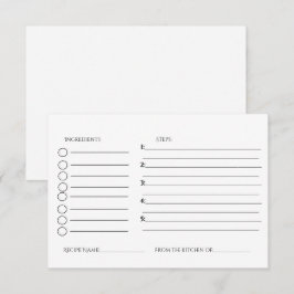 Tarjeta De Recepción Solicitud de receta minimalista para la ducha de n