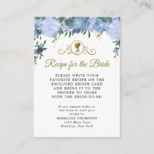 Tarjeta De Recepción Solicitud de receta nupcial floral azul polvorient