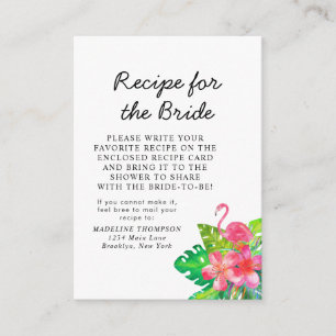 Tarjeta De Recepción Solicitud de receta nupcial para un paraíso tropic