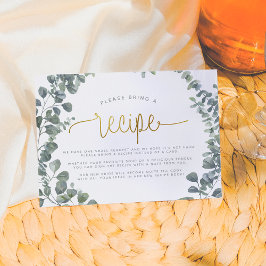 Tarjeta De Recepción Solicitud de receta para baby shower de eucalipto