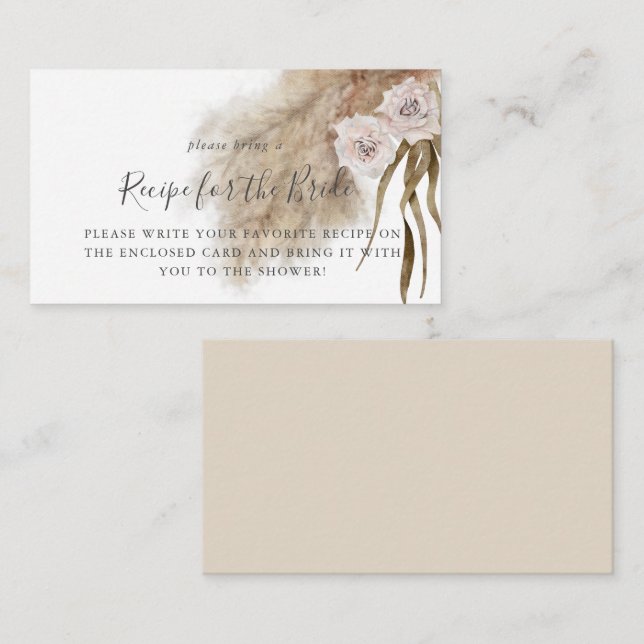 Tarjeta De Recepción Solicitud de receta para baby shower de hierba de  (Anverso / Reverso)