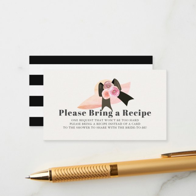 Tarjeta De Recepción Solicitud de receta para ducha de Gorra rosa con e (Anverso/Reverso In Situ)