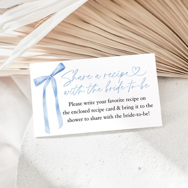 Tarjeta De Recepción Solicitud de receta para ducha de novia Blue Bow (Subido por el creador)