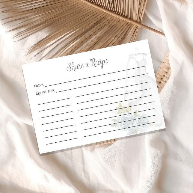 Tarjeta De Recepción Solicitud de receta para fiesta de soltera vestido (Share a recipe for bridal shower enclosure insert card)