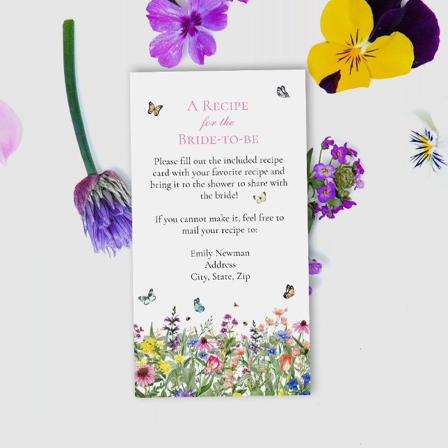 Tarjeta De Recepción Solicitud de receta para flores silvestres y marip (Subido por el creador)