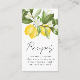 Tarjeta De Recepción Solicitud de receta para la ducha de novia Citrus