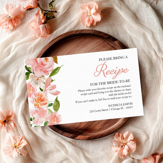 Tarjeta De Recepción Solicitud de receta para la ducha de novia rosa Ru (Subido por el creador)