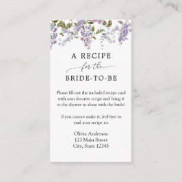 Tarjeta De Recepción Solicitud de receta para novias de Lilac y Lavende
