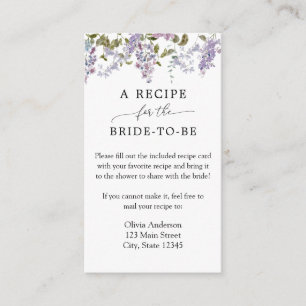 Tarjeta De Recepción Solicitud de receta para novias de Lilac y Lavende