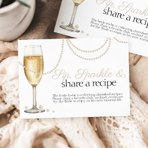 Tarjeta De Recepción Solicitud de receta Pearls Prosecco Bridal Shower