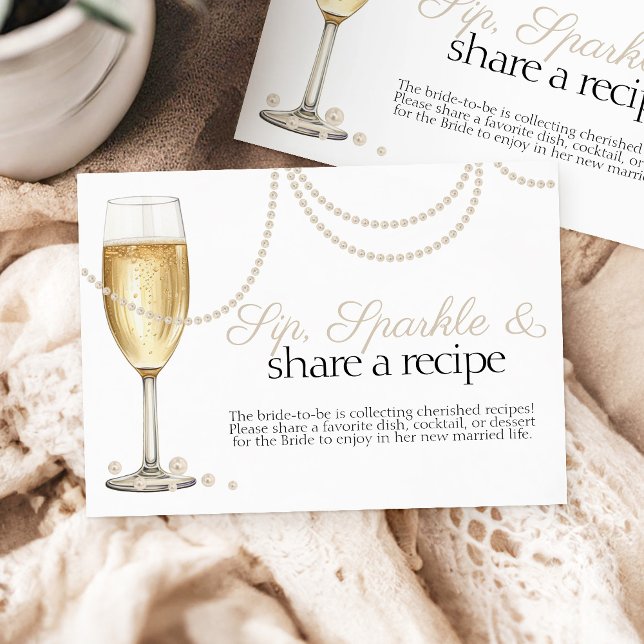 Tarjeta De Recepción Solicitud de receta Pearls Prosecco Bridal Shower (Subido por el creador)