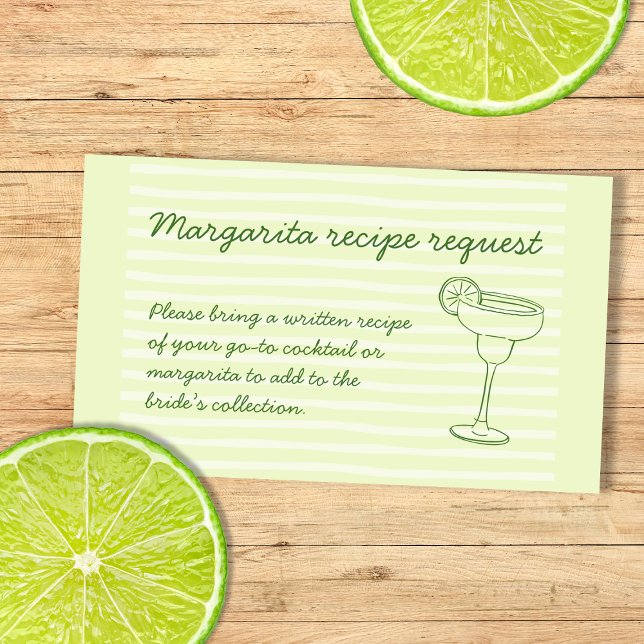 Tarjeta De Recepción Solicitud De Receta Trae Margarita O Bebida Favori (Recipe Request Bring Favorite Margarita Or Drink Enclosure Card)