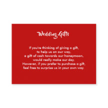 Solicitud de regalo de boda Dinero de luna de miel