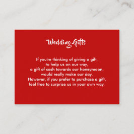 Tarjeta De Recepción Solicitud de regalo de boda Dinero de luna de miel