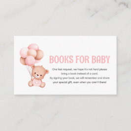Tarjeta De Recepción Solicitud de un libro de Baby Shower con globo de