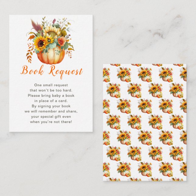 Tarjeta De Recepción Solicitud de un libro de Baby Shower para la flor  (Anverso / Reverso)